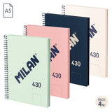 Milan Libreta Con Espiral A5 80 Hojas 95gr Papel Blanco Serie 1918 Pack 4 Colores Surtidos