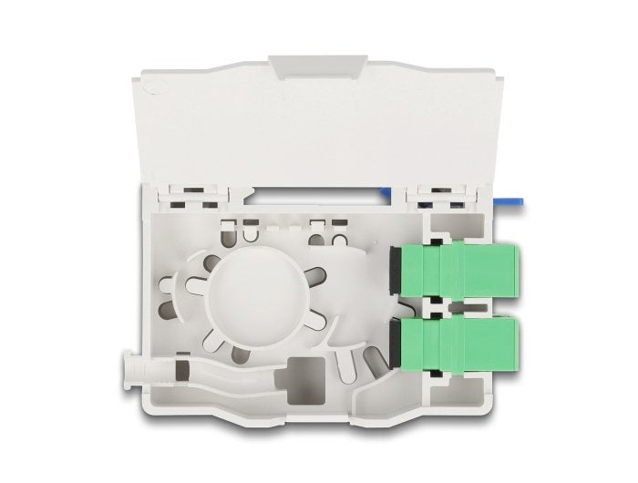 Delock 88097 Caja De Conexión De Fibra Óptica Para Carril Din Con Soporte De Empalme Y 4 X Acoplador Sc Simplex