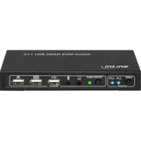 Switch Kvm Inline 2x1 Hdmi, 2x1, Hdmi 4k2k, Hub Usb 2.0, Con Audio