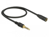 Delock Klinkenverlängerungscable 3,5 Mm 4 Pin Stecker Zu Buchse 0,5 M Schwarz