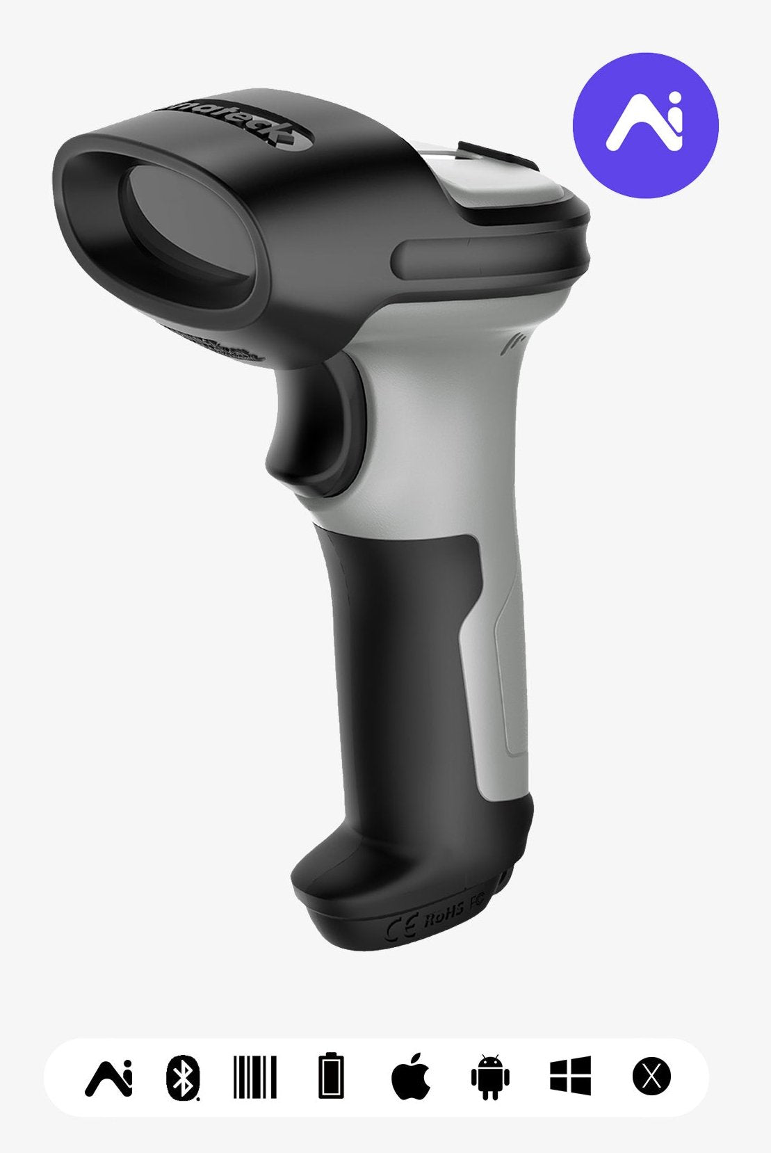 EAN 6976521111263 - Inateck BCST-70-AI Lector de códigos de barras portátil 1D Laser Negro, Gris imagen 1