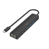 Hama Entry Hub Usb 3.2 - Potencia Maxima 100w - Cable Usb-C Integrado De 15cm - Lan Ethernet 1gbps - Hdmi 4k - 3x Usb-A