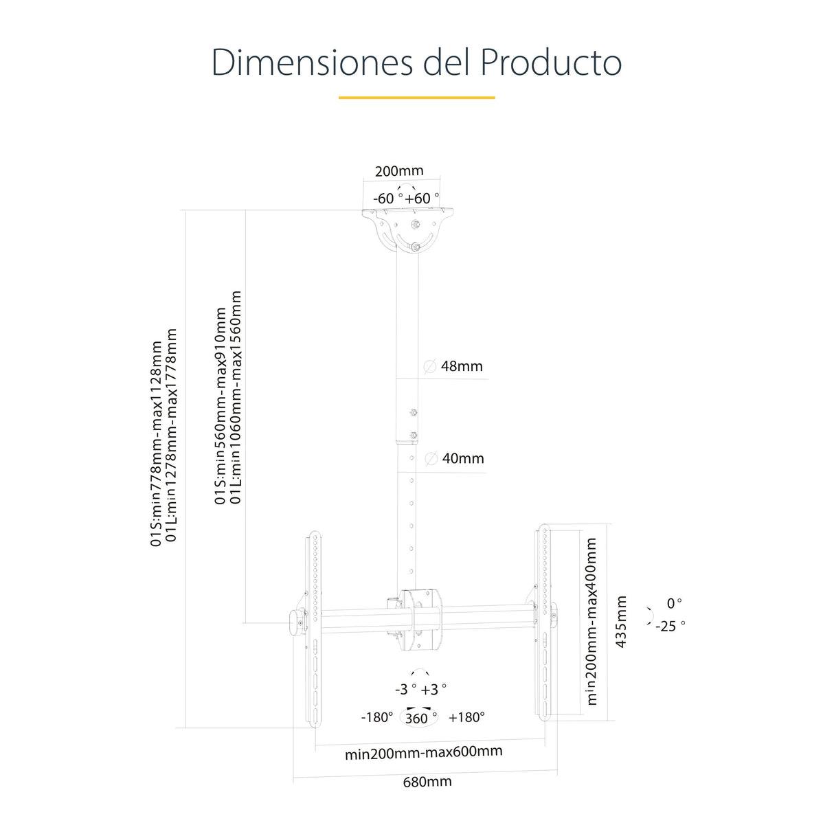 Startech Soporte De Techo Para Tv  Led O Plasma De 32 A 75i Pulgadas