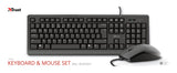Trust Primo Teclado & Ratón Set, Con Cable, Deutsches Qwertz-Layout, Flüssigkeitsgeschützt