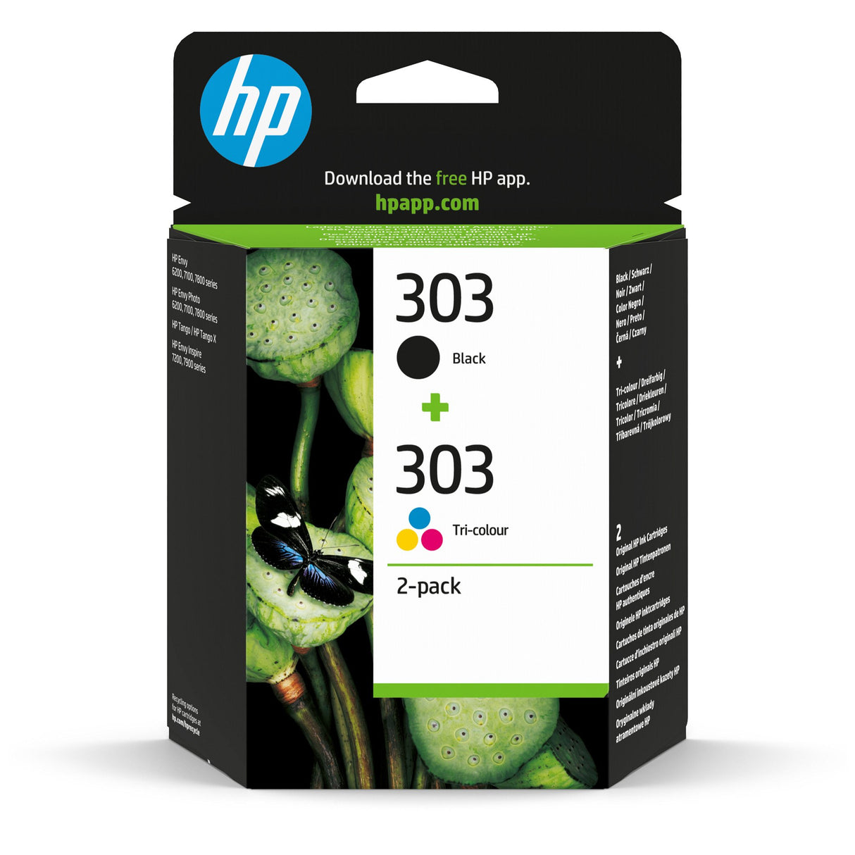 EAN 0192545863988 - HP 303 2-pack Black/Tri-color Original Ink Cartridges cartucho de tinta 2 pieza(s) Rendimiento estándar N imagen 1