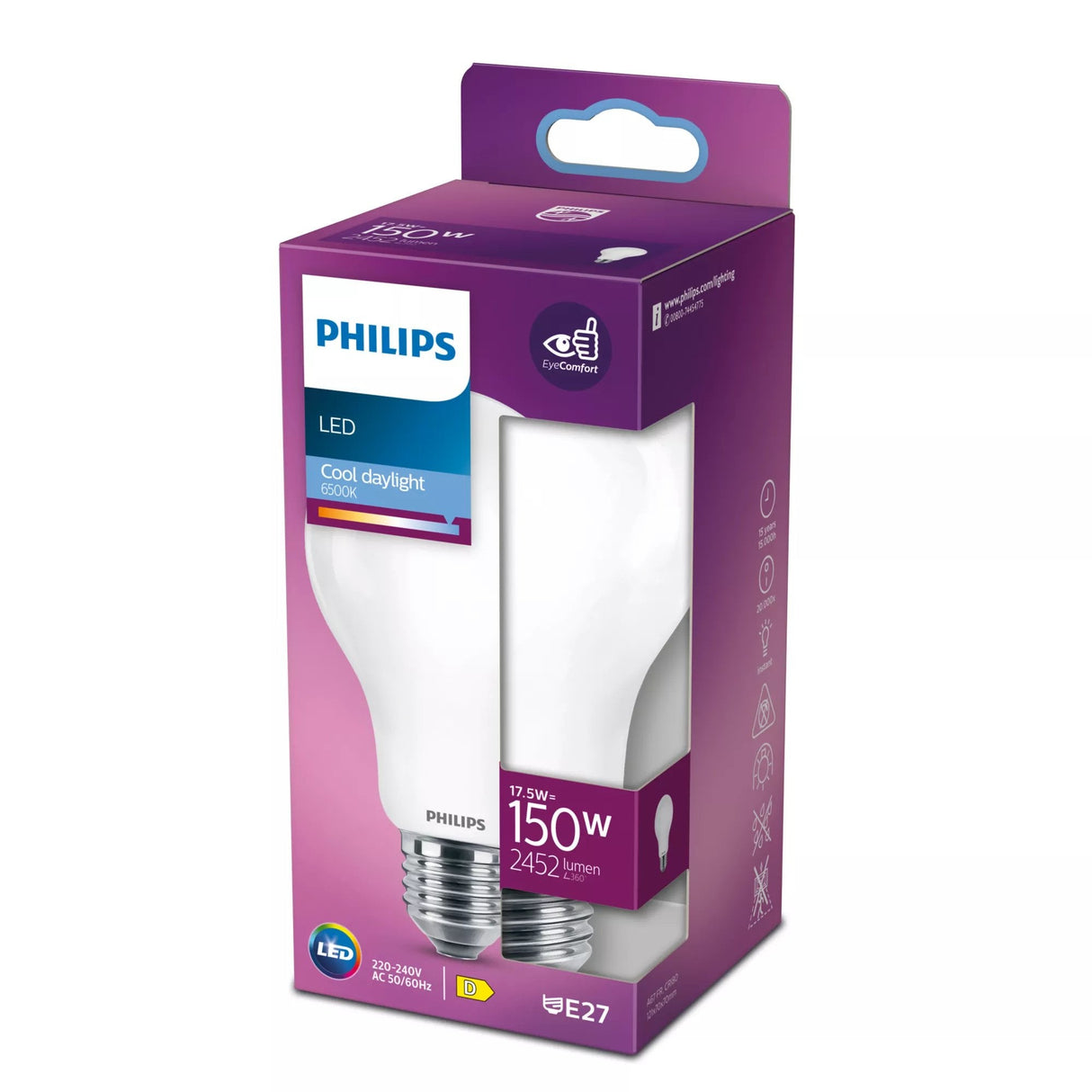 Bombilla Standard Led E27 17,5w 2452lm 6500k Luz Fria Ø7,5x12,1cm. Philips
