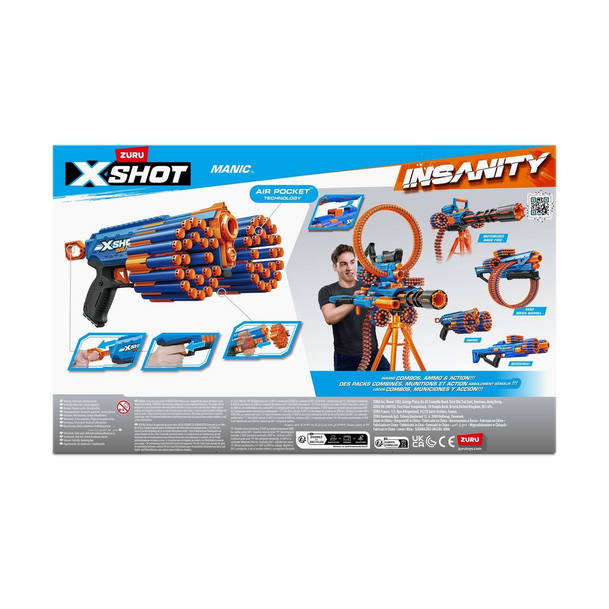 Zuru X-Shot - Insanity Blaster Manic, Lanzador De Dardos Con 24 Dardos 36603