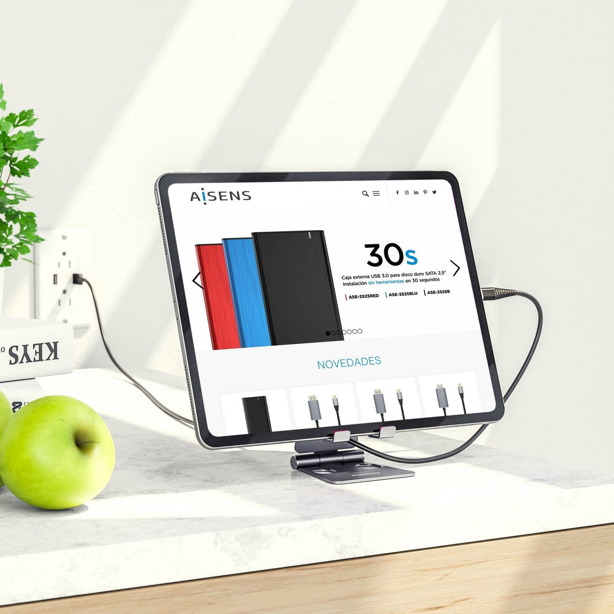 Aisens Soporte De Sobremesa Tamaño M Ajustable (2 Pivotes) Para Movil / Tablet - Gris