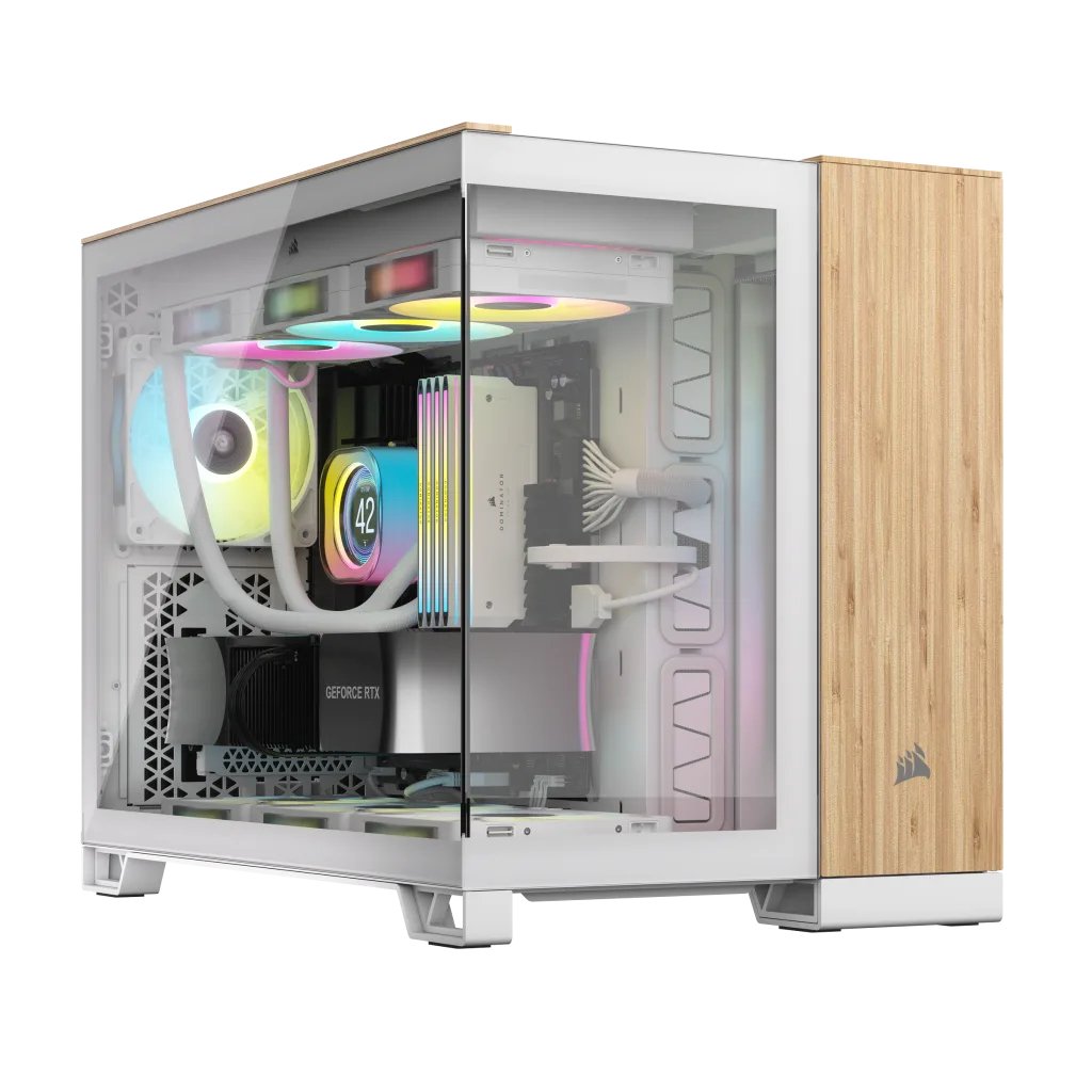 Caja Pc Corsair Cc-9011288-Ww  Midi Tower Bamboo, Blanco