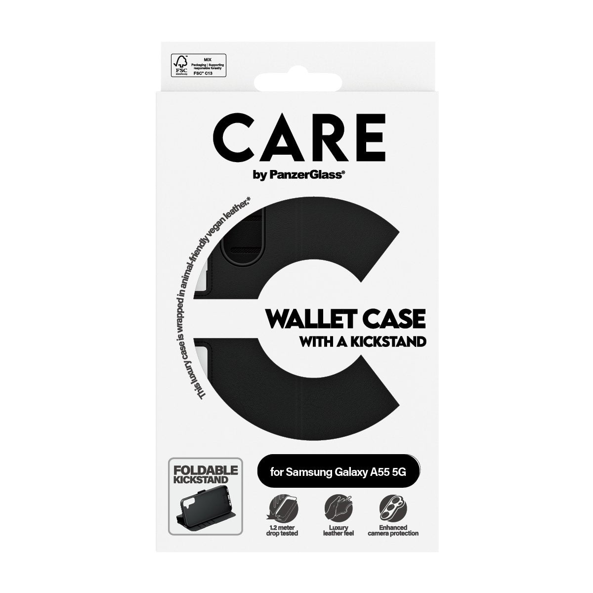EAN 5715685012587 - PanzerGlass CARE™ by ® Wallet Case w. Kickstand Samsung Galaxy A55 5G funda para teléfono móvil Negro imagen 3