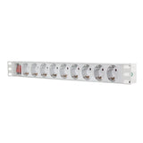 9er Regleta De Enchufes 19" Pdu Con Interruptor Logilink Gris Claro