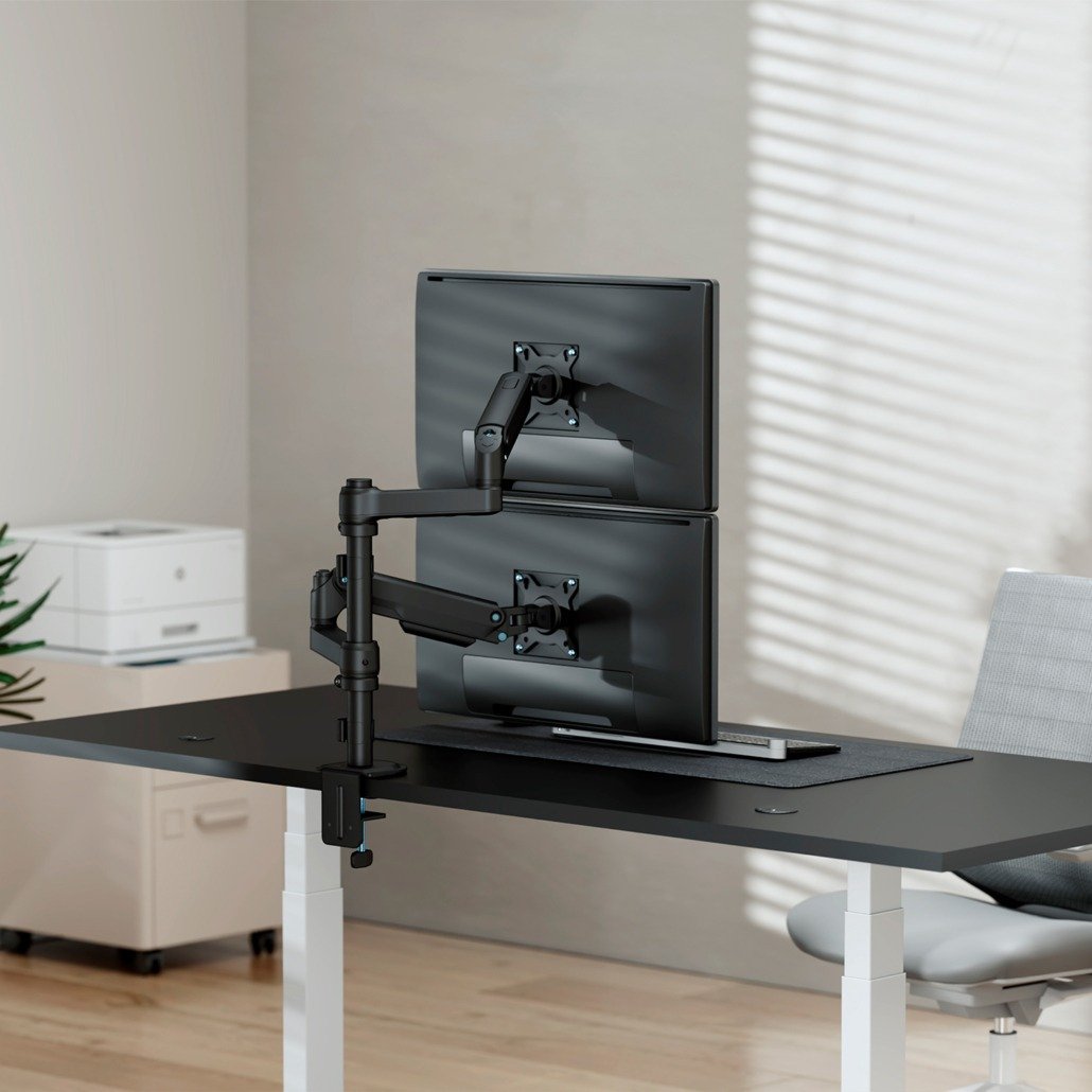 Aisens Soporte De Mesa Eco Contrapeso Giratorio E Inclinable Para Monitor/Tv 9kg (3 Pivotes, 2 Brazos) De 17-32, Negro