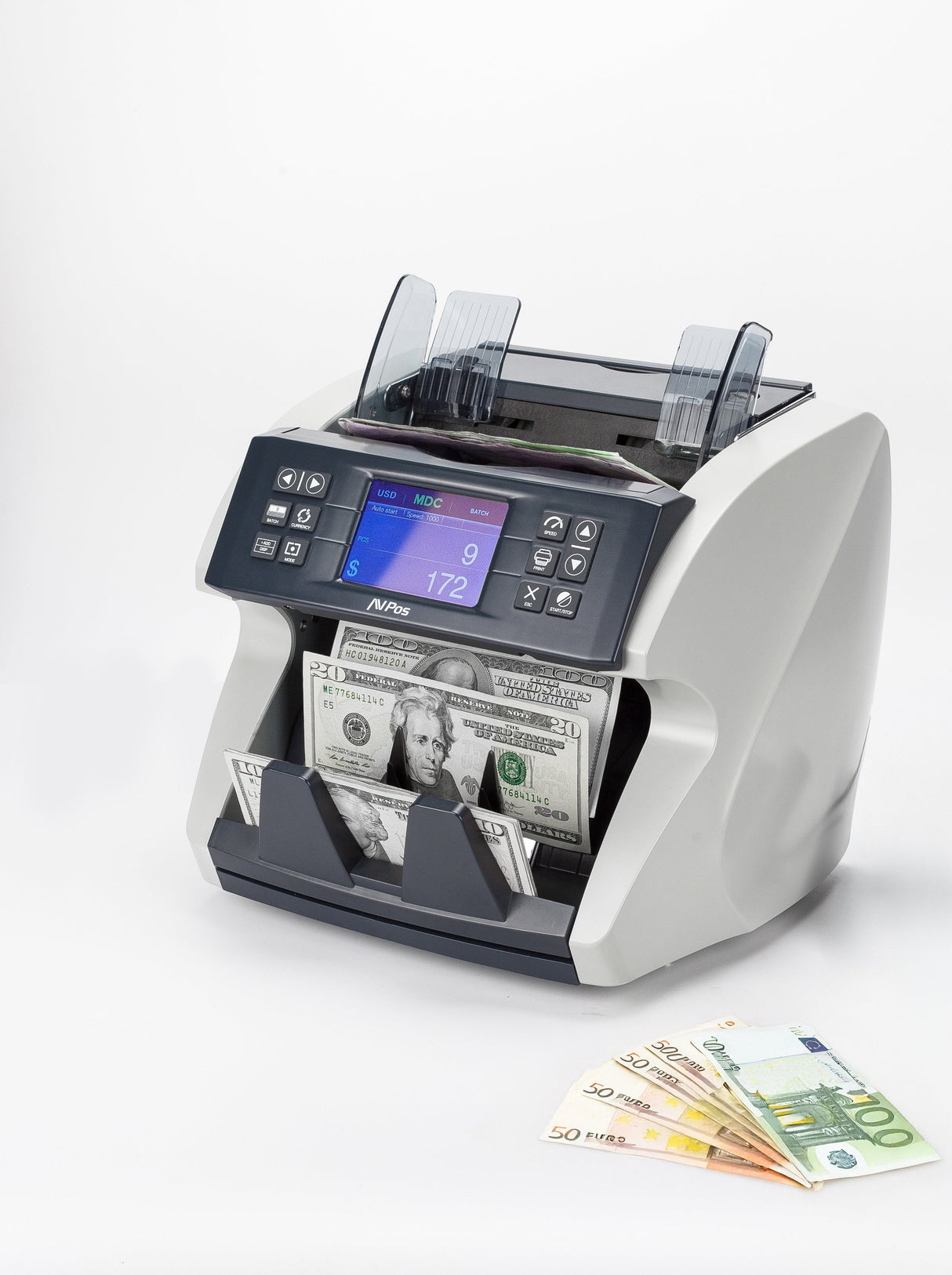 Avpos Contador/Detector De Billetes Avp-Dtc180 - Cuenta Cantidad De Billetes, Valor Subtotal Y Valor Total - 1200
