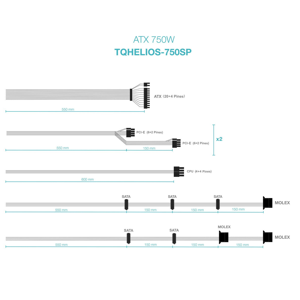 EAN 8433281016330 - TooQ TQHELIOS-750SP unidad de fuente de alimentación 24-pin ATX Negro imagen 5