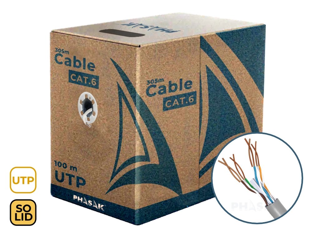 Bobina De Cable Rj45 Utp Phasak Phr 6100 Cat.6 100m