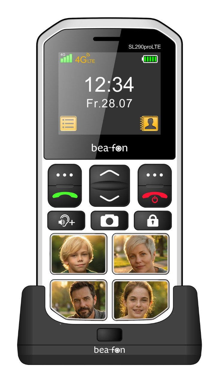Beafon Sl290pro Lte - 4g, Plateado Line, Móvil Con Teclas Grandes, Negro-Blanco
