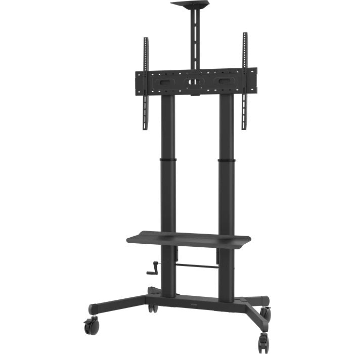 Soporte De Suelo Para Pantalla Profesional Vision Garantía De Por Vida Carro De Acero Para Pantallas De 55-100" Con Tamaños Vesa De Hasta 800 X 600 Manivela Para Ajustar La Altura Ajuste De Inclinación Estante Grande Para Portátil O Barra D