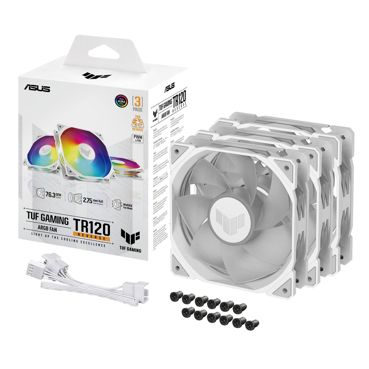 Asus Ventilador Tuf Gaming Tr120 Fan Argb Rev Wht 3in1