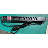 19'' Rack Mount Power Strip,  10 Port Swiss T13 10a, With