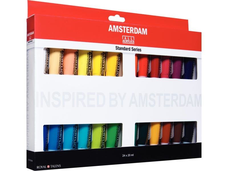 Talens Amsterdam Set 24 Tubos Acrílicos De 20ml Selección Standard Series Colores Surtidos