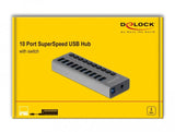 Delock Externer Superspeed Usb Hub Con 10 Puertos + Interruptor