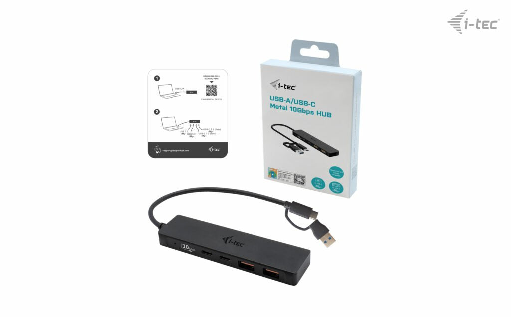 I-Tec Usb-C Hub 2+2x Usb-C/A   Perp Usb-C Metal Hub 2xusb-C 2xusb-A