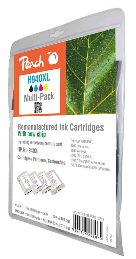 Peach 316219 Cartucho De Tinta Negro, Cian, Magenta, Amarillo 4 Pieza(S)