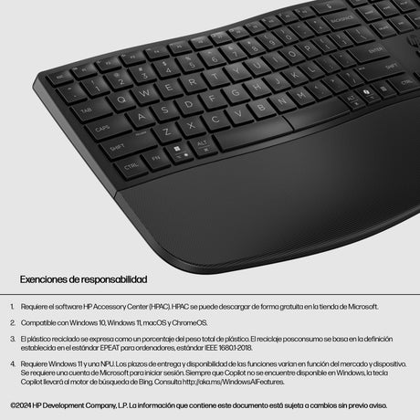 EAN 0198122954988 - HP 685 Comfort Dual-Mode Keyboard teclado Oficina RF Wireless + Bluetooth Negro imagen 8