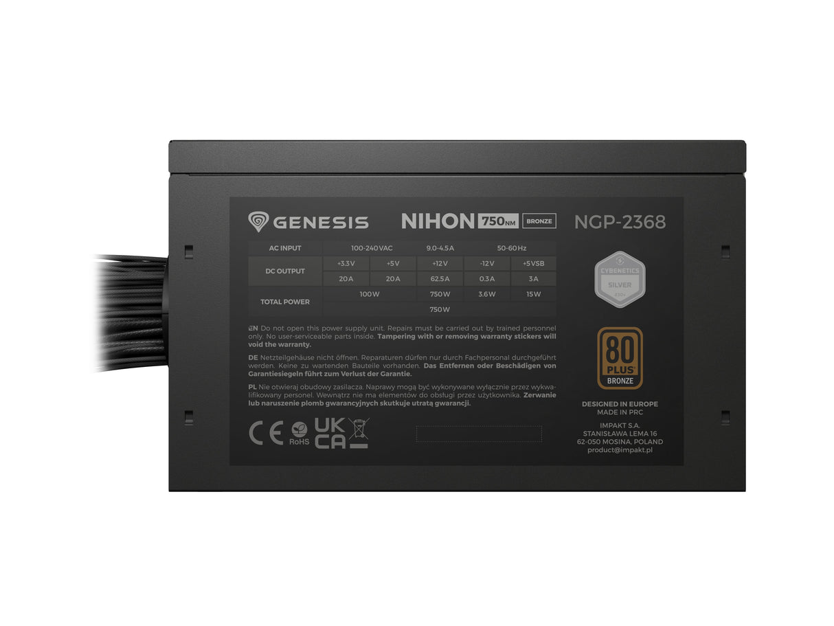 Fuente De Alimentación Genesis Nihon 750nm  750 W 20+4 Pin Atx Atx Negro