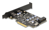 Delock 90345 Tarjeta Pci Express X4 A 2 X Usb Type-C Externo + 1 X Usb 10 Gbps Type-E Key A Interno Y 1 X 19 Pines Usb Cabezal De Pin Macho - Factor De Forma De Perfil Bajo