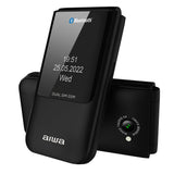 Movil Senior Fp-24bk Black Aiwa Diseño Flip Dualsim Botones Grandes Pantalla 2.4 Bluetooth Puerto Micro-Usb Con Base De Carga