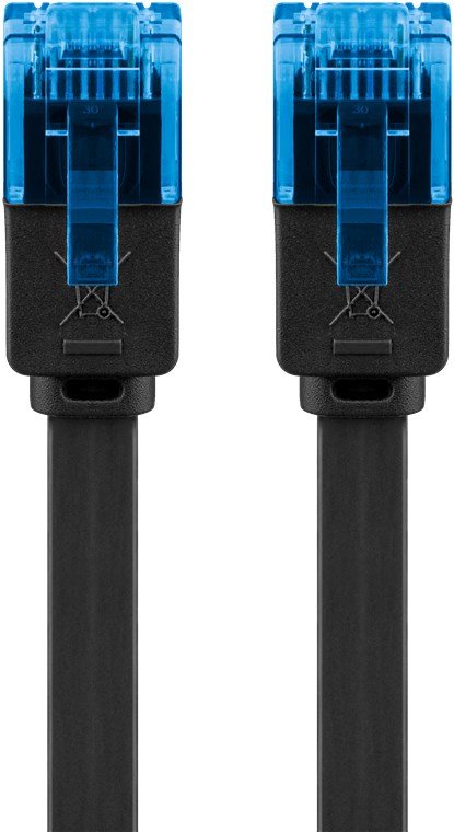 Cat 6a Flat-Patch Cable U/Utp, Black, 1 M - Copper
