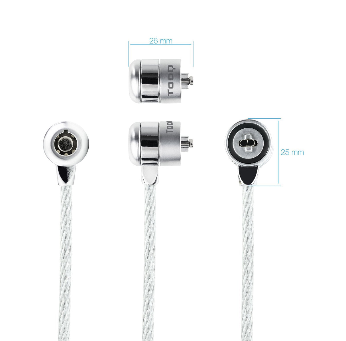 Tooq Cable De Seguridad Universal Con Llave Para Portatiles - Acero 4.5mm - Longitud 1.50m