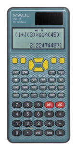 Maul Msc 417 - Calculadora Científica Con Pantalla De 2 Líneas, 80% Plástico Reciclado, Pantalla Lcd, Incluye Funda De Tapa Dura, Color Azul Y Negro