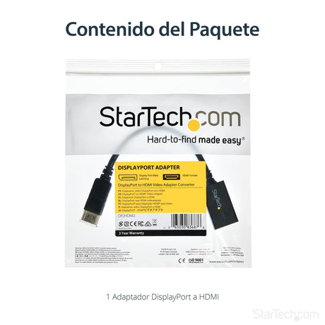 EAN 0065030836876 - StarTech.com DP2HDMI2 adaptador de cable de vídeo 0,21 m Negro imagen 12