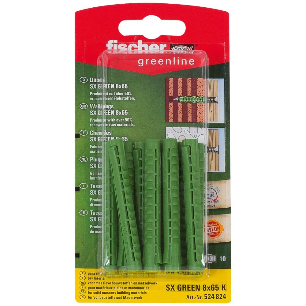 Fischer Anclaje De Expansión Sx Verde 8x65 K 524824 10 Piezas