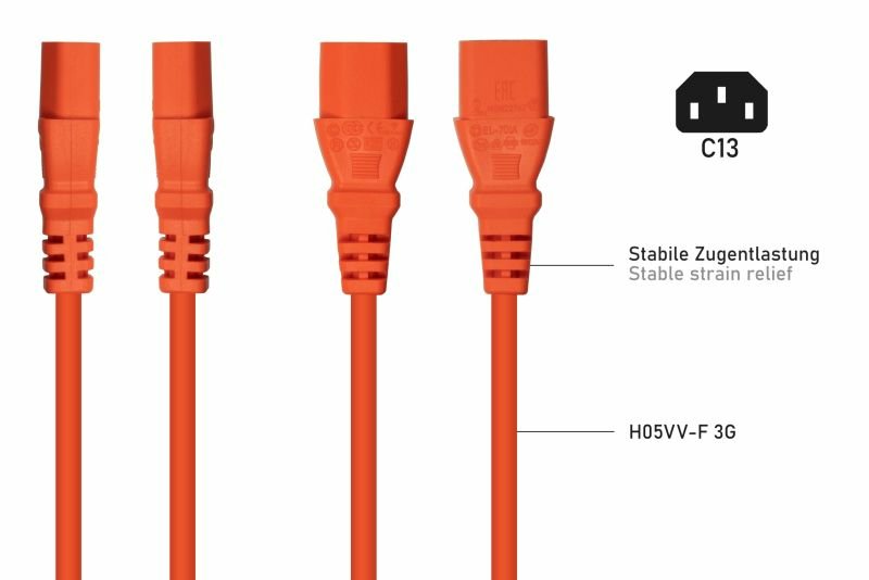 Kabelmeister Contacto De Protección-St. (90° Angulado.) An C13 Naranja 5m