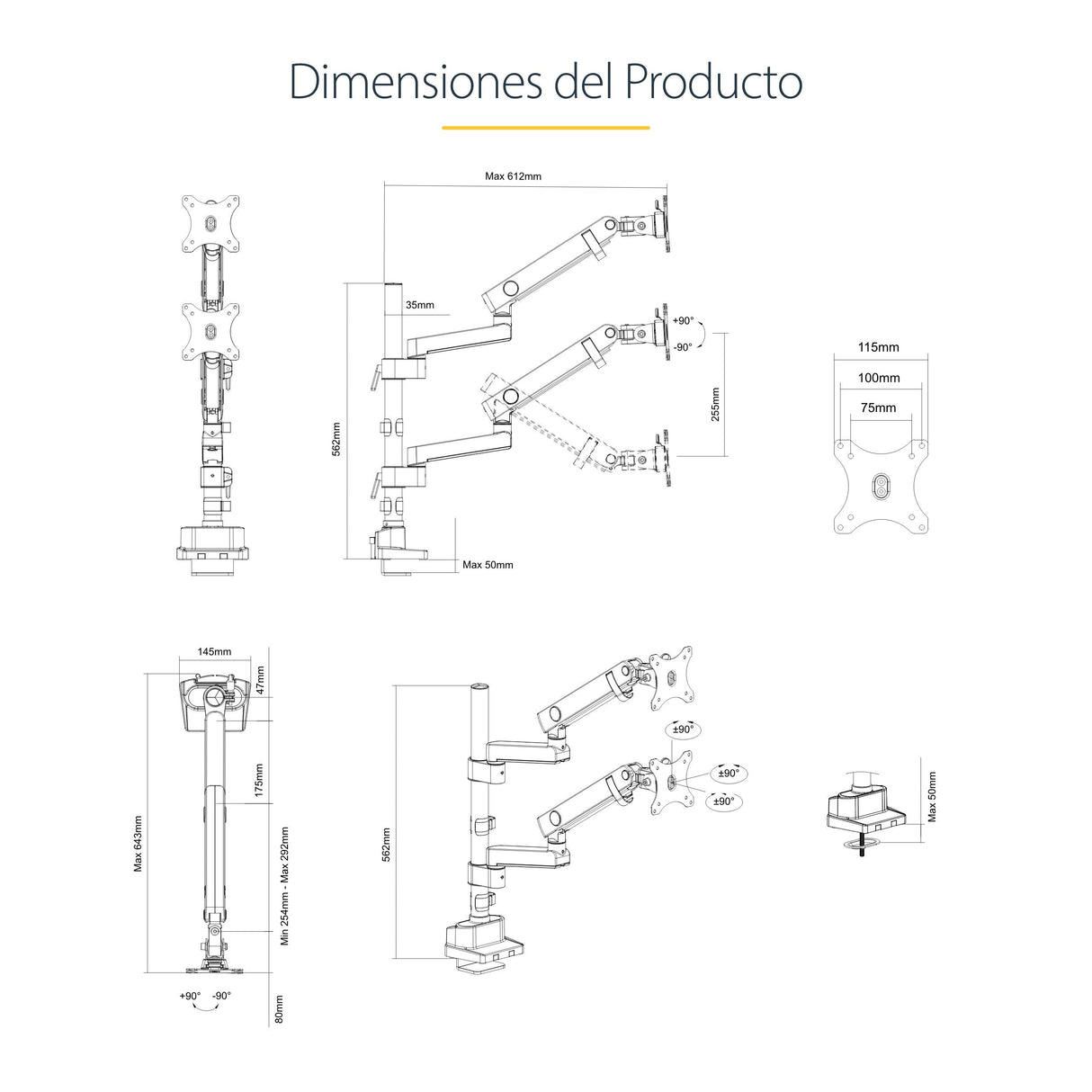 EAN 65030892537 - StarTech.com ARMDUALPIVOT soporte para monitor 81,3 cm (32") Escritorio Negro imagen 19