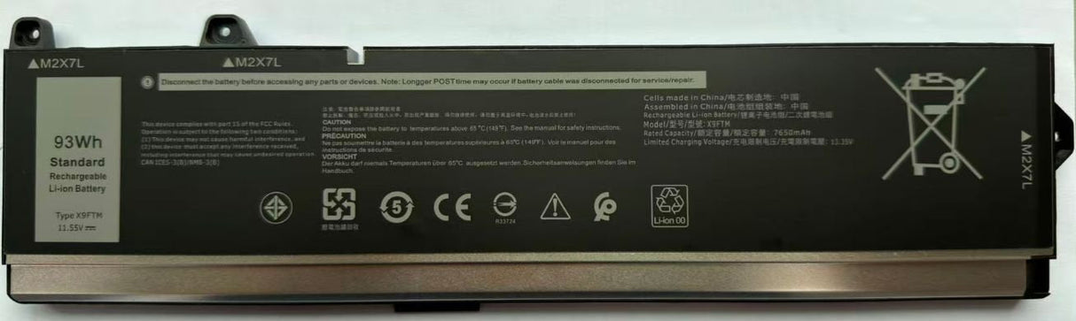 Laptop Battery For Dell  92.98wh 11.55v 8050mah
