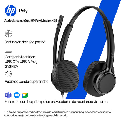 EAN 0199896046411 - HP Poly Mission 415 Monaural USB Wired Headset Negro imagen 5