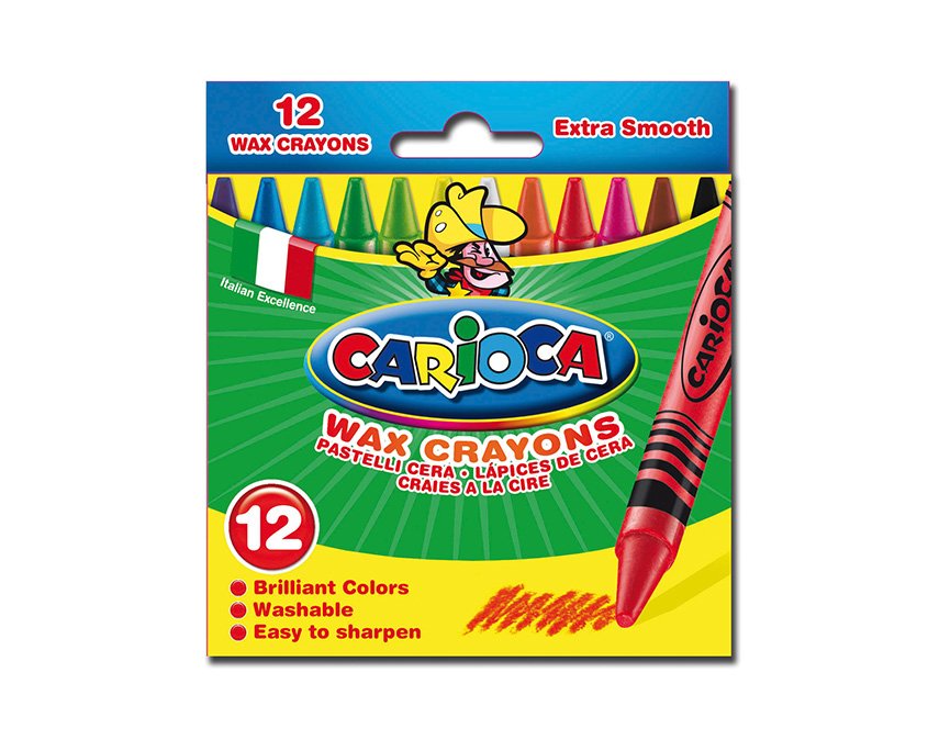 Carioca Pack De 12 Ceras Pastel - Colores Brillantes - Lavables - Cuerpo De Ø 8mm - Varios