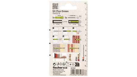 EAN 4048962481938 - Fischer 567867 tornillo de anclaje y taco 5 pieza(s) Juego de enchufes de pared y tornillos 50 mm imagen 3