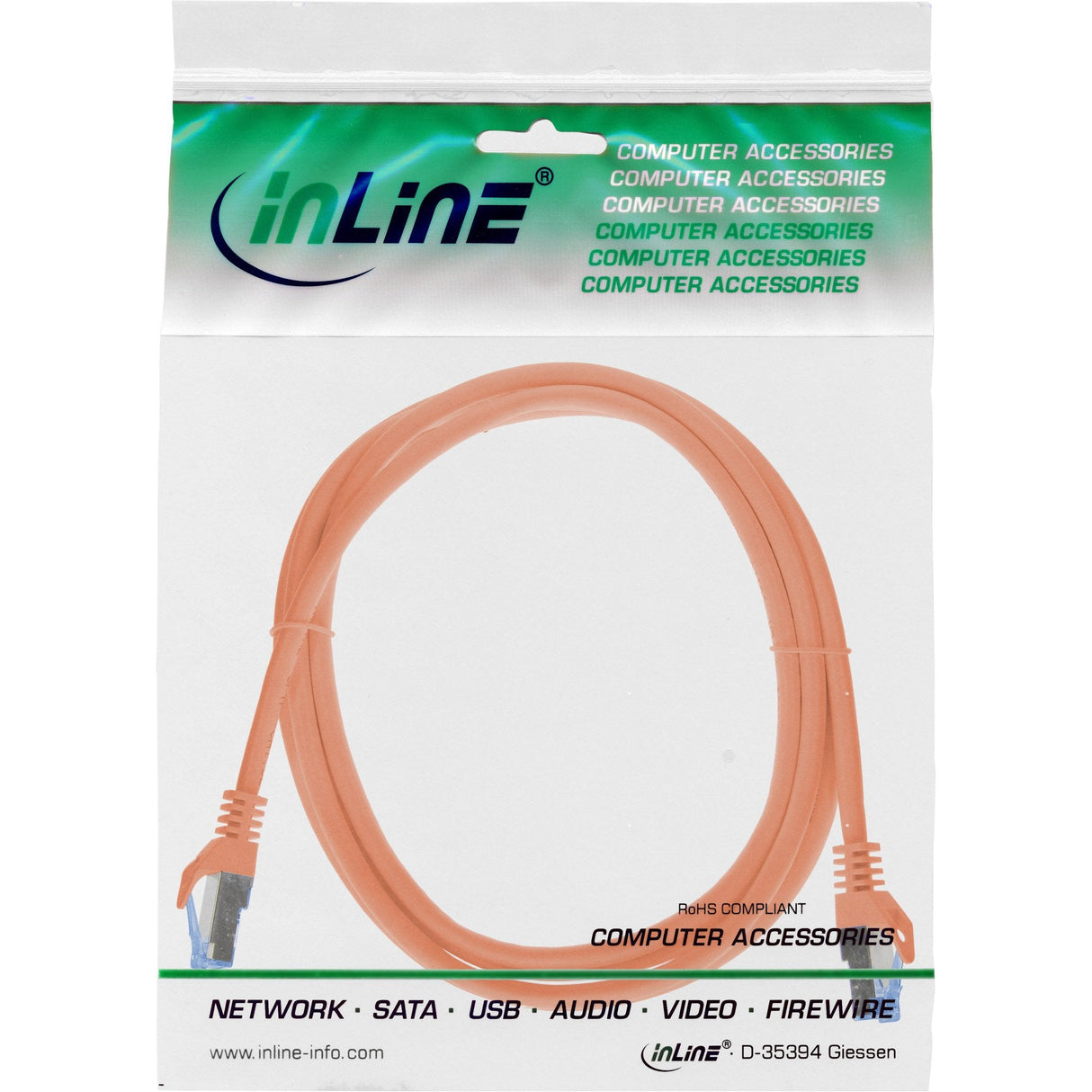 Inline® Patch Cable, Cat.6a, S/Ftp, Tpe (Lszh), Cca, Orange, 2m