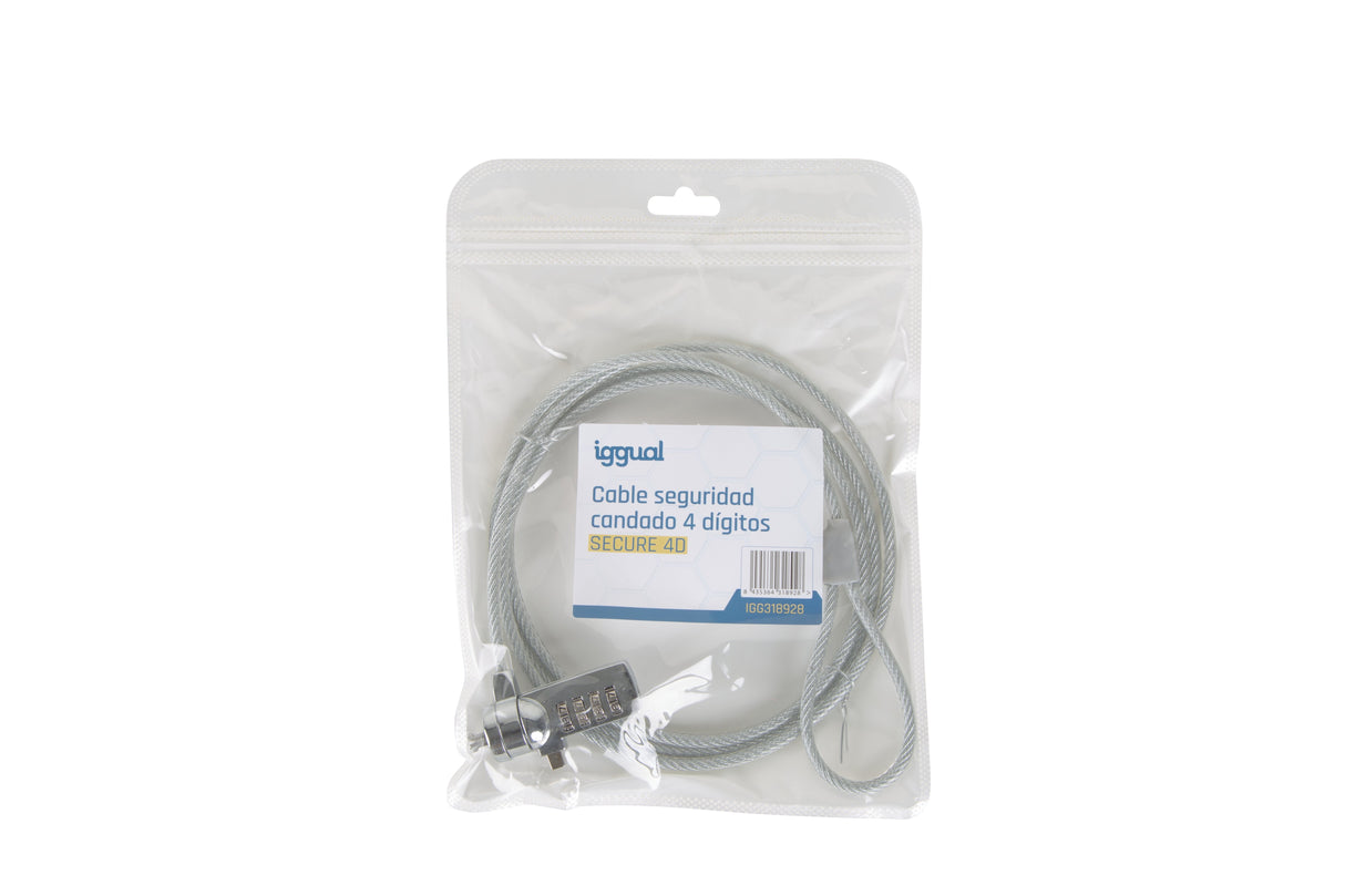 Iggual Cable Seguridad Candado 4 Dígitos Secure 4d