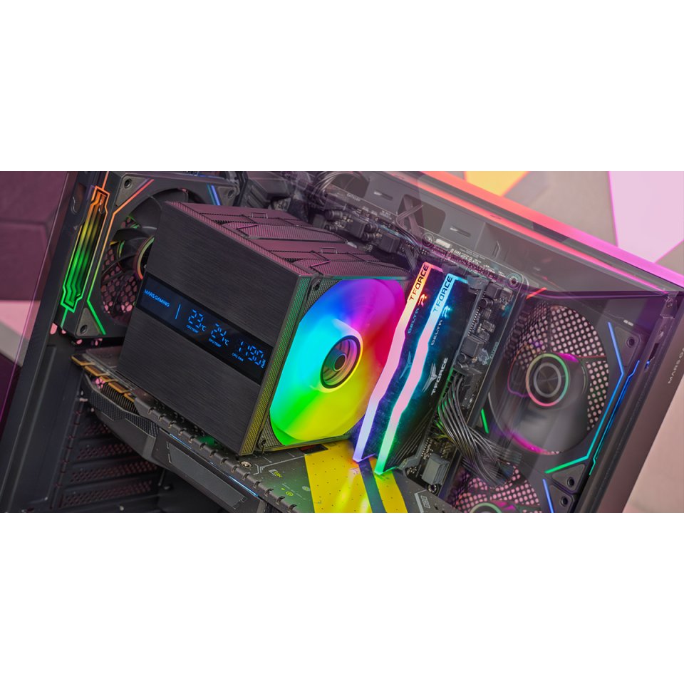 Refrigeración Cpu  A-Rgb Mcpu-Lcd Pro Negro Mars Gaming Lcd / 120 Mm Argb / 6 Heatpipes / Tdp 300w / Intel & Amd