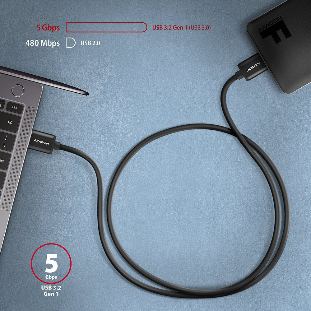 Axagon Hmm3-Am10ab Cable Micro-B Usb Auf Usb-A 3.2 Gen 1, Negro - 1m