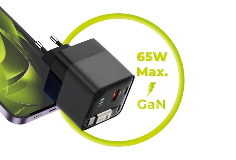 Mobile Origin 65w Gan Charger Usb-C Retra. Cable + Usb-A 75cm