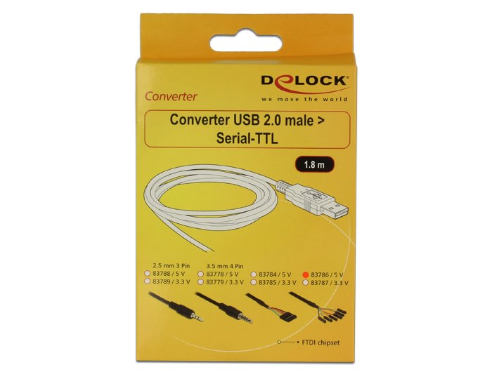 Delock 83786 Convertidor De Usb 2.0 A Serie Ttl Con Un Conector Hembra De 6 Pines Por Separado De 1,8 M (5 V)