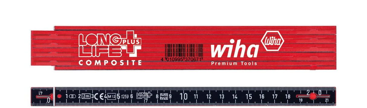 Metro Plegable Wiha Longlife Plus Composite, 2 Metros, Vara De Medir