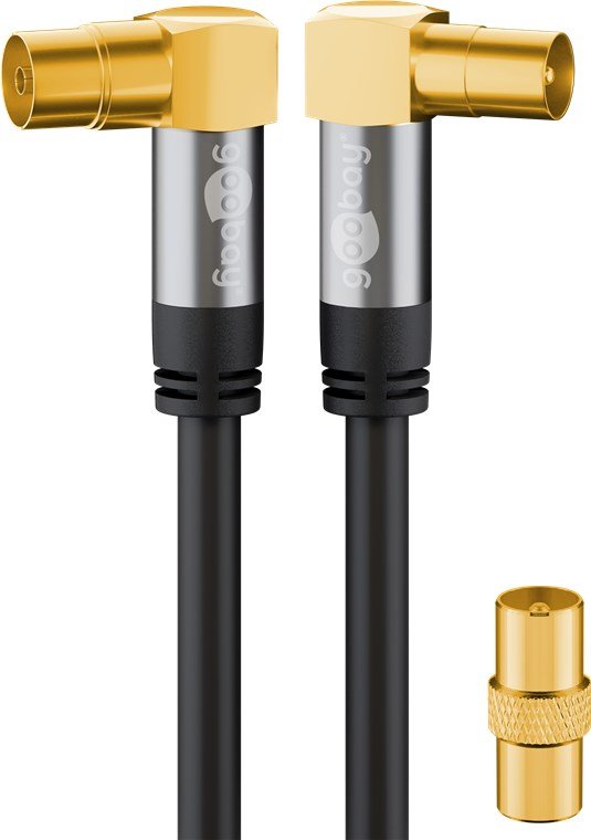 Goobay Cable De Antena (Tipo 135db), Coaxial 90 ° 10 Metros Negro 70475
